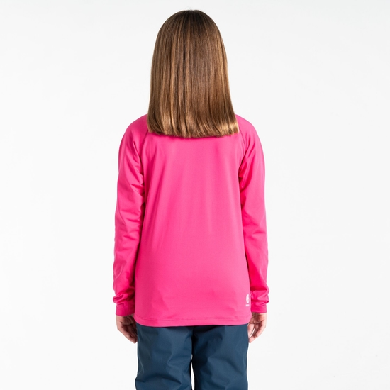 Sous-couche Junior stretch extensible et légère avec ouverture 1/2 zip Rose