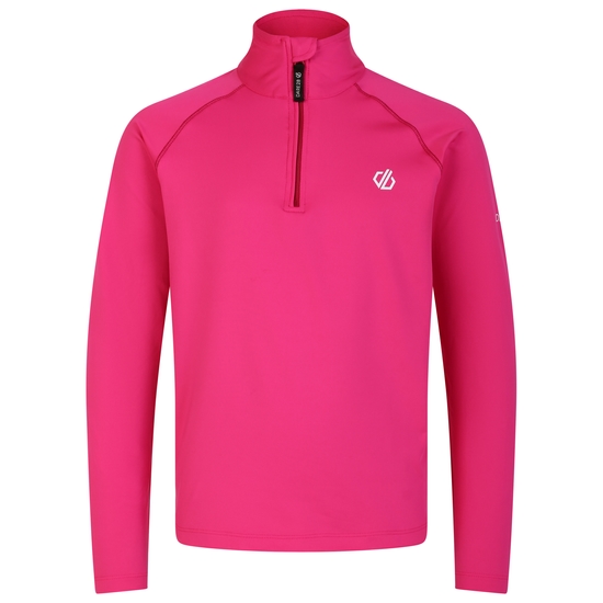 Sous-couche Junior stretch extensible et légère avec ouverture 1/2 zip Rose