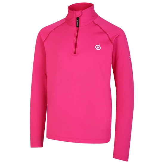 Sous-couche Junior stretch extensible et légère avec ouverture 1/2 zip Rose