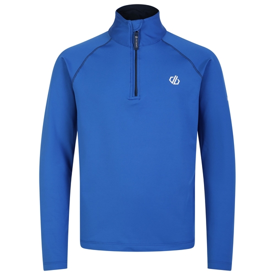 Sous-couche Junior stretch extensible et légère avec ouverture 1/2 zip Bleu