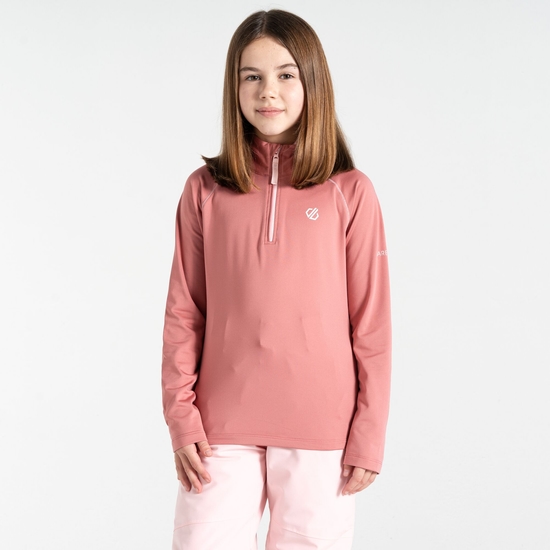 Sous-couche Junior stretch extensible et légère avec ouverture 1/2 zip Rose Poussiéreux