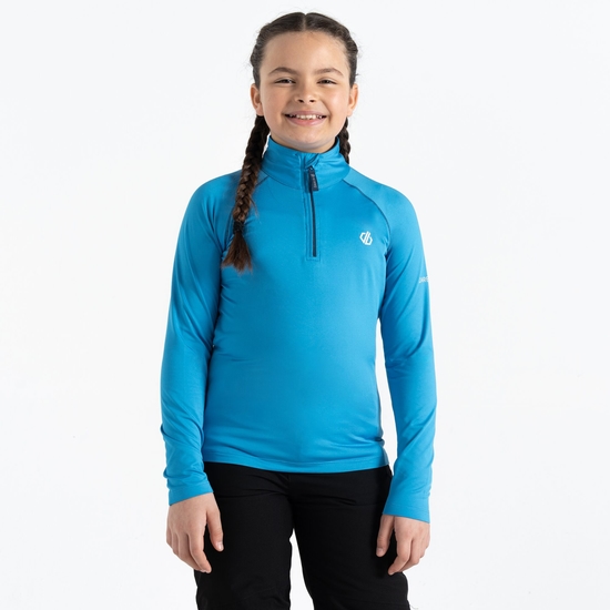 Sous-couche Junior stretch extensible et légère avec ouverture 1/2 zip Bleu