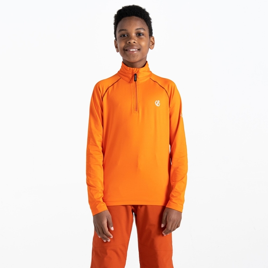 Sous-couche Junior stretch extensible et légère avec ouverture 1/2 zip Orange