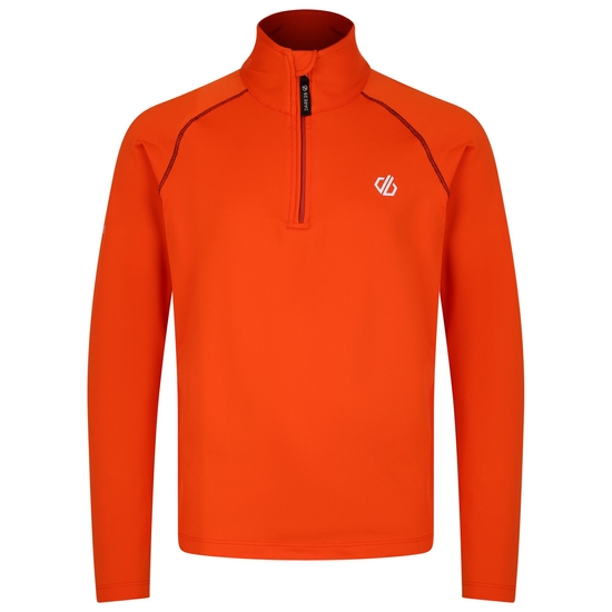 Sous-couche Junior stretch extensible et légère avec ouverture 1/2 zip Orange