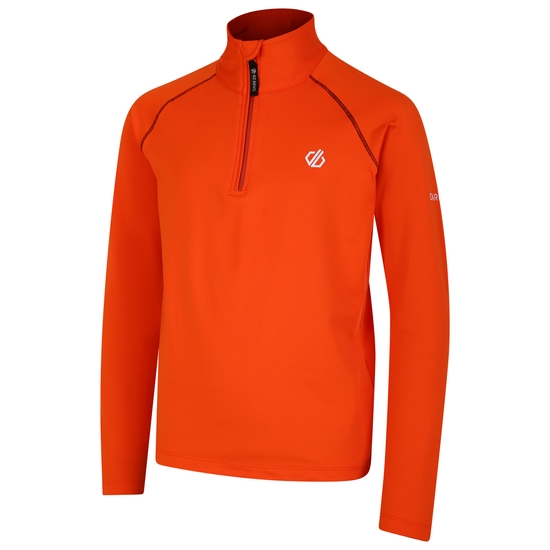 Sous-couche Junior stretch extensible et légère avec ouverture 1/2 zip Orange