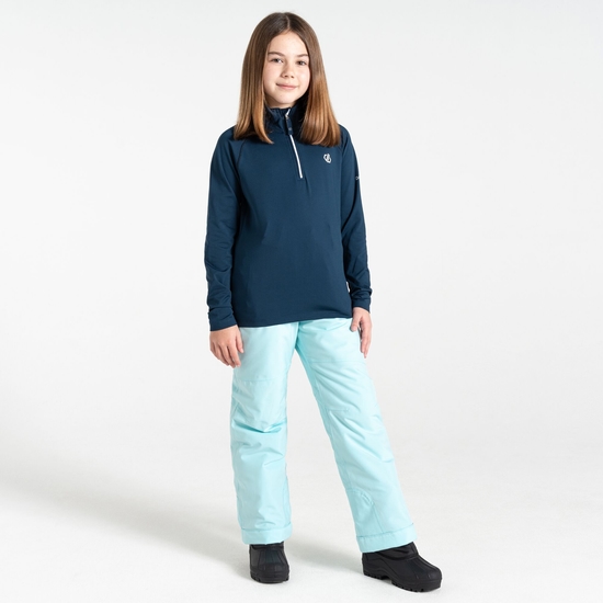 Sous-couche Junior stretch extensible et légère avec ouverture 1/2 zip Bleu