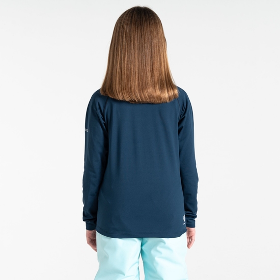Sous-couche Junior stretch extensible et légère avec ouverture 1/2 zip Bleu