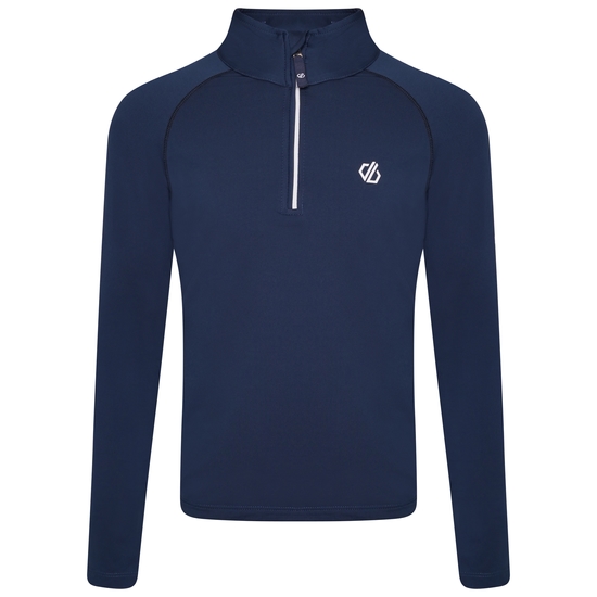 Sous-couche Junior stretch extensible et légère avec ouverture 1/2 zip Bleu