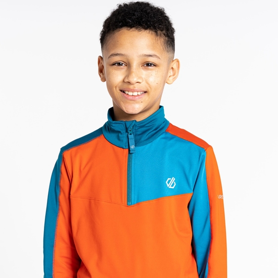 Kids' Formate II Core Stretch Midlayer Rusty Orange Blue