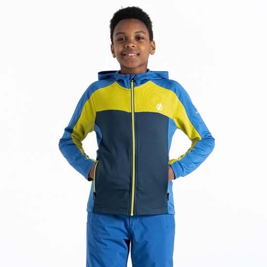 Kinder Thriving Core Stretch-Midlayer mit Kapuze Blau Gelb