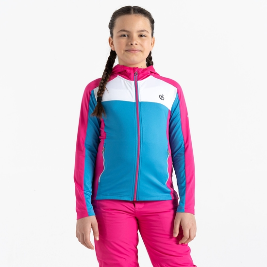 Kinder Thriving Core Stretch-Midlayer mit Kapuze Blau Rosa