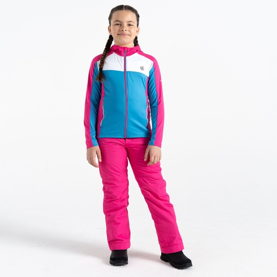 Kids' Thriving Hooded Core Stretch Midlayer Blue Pink