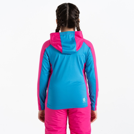 Kids' Thriving Hooded Core Stretch Midlayer Blue Pink