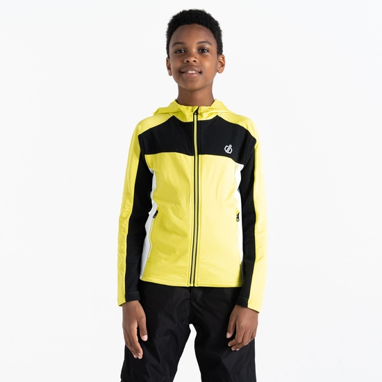 Kids' Thriving Hooded Core Stretch Midlayer Black Yellow