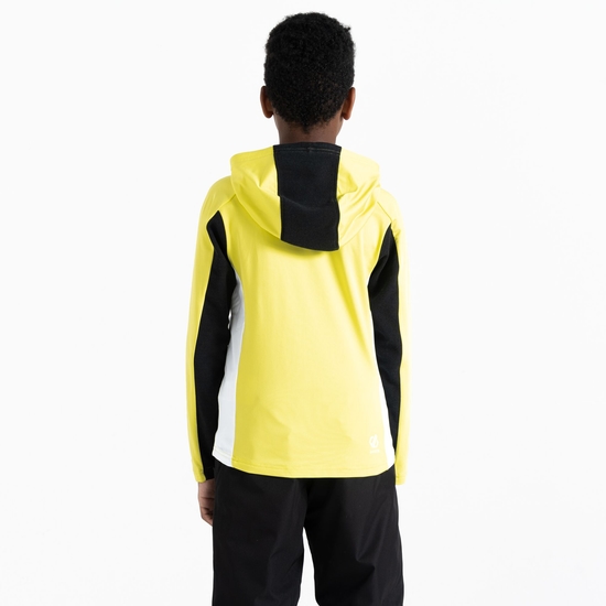 Kids' Thriving Hooded Core Stretch Midlayer Black Yellow