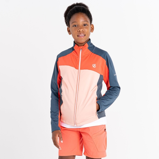 Kids' Emergent Core Stretch Midlayer Orion Grey Neon Peach