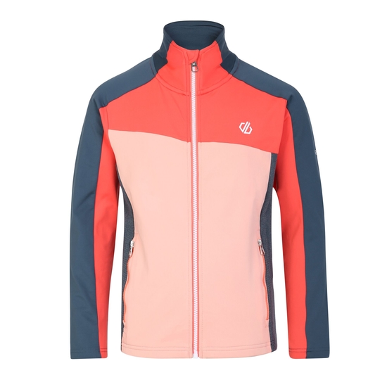 Kids' Emergent Core Stretch Midlayer Orion Grey Neon Peach