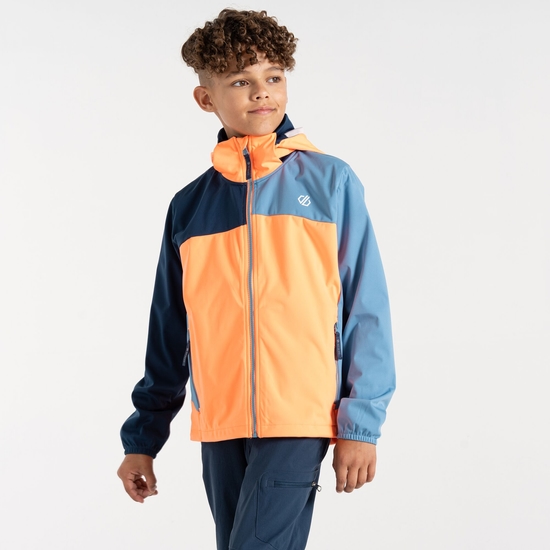 Kids' Cheer Softshell Jacket Orange Niagara Blue
