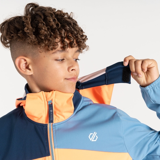 Kids' Cheer Softshell Jacket Orange Niagara Blue
