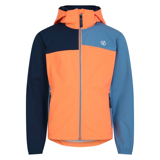 Kids' Cheer Softshell Jacket Orange Niagara Blue