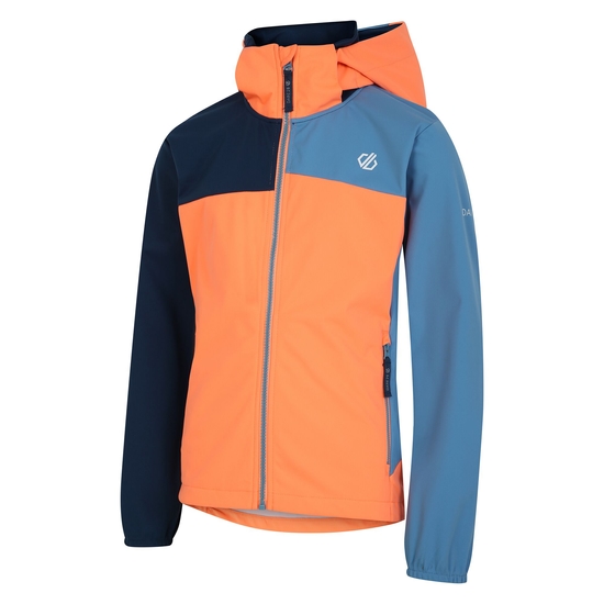 Kids' Cheer Softshell Jacket Orange Niagara Blue