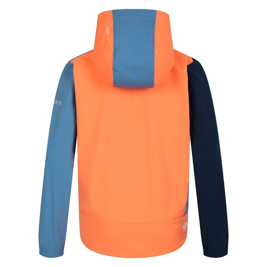 Kids' Cheer Softshell Jacket Orange Niagara Blue