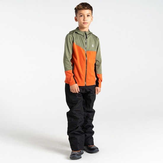 Kinder Thriving III Core-Stretch-Midlayer Olivgrün & Orange