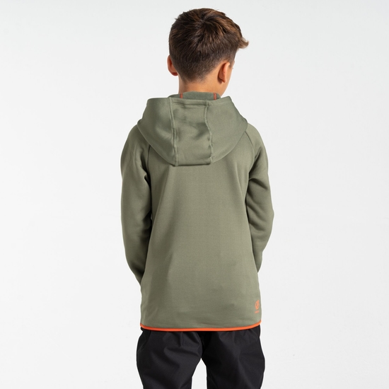 Kinder Thriving III Core-Stretch-Midlayer Olivgrün & Orange