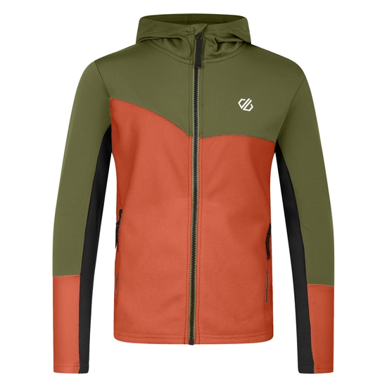Kinder Thriving III Core-Stretch-Midlayer Olivgrün & Orange