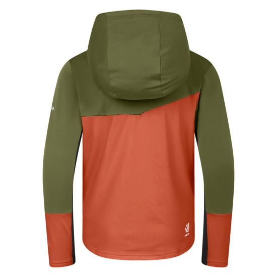 Kinder Thriving III Core-Stretch-Midlayer Olivgrün & Orange