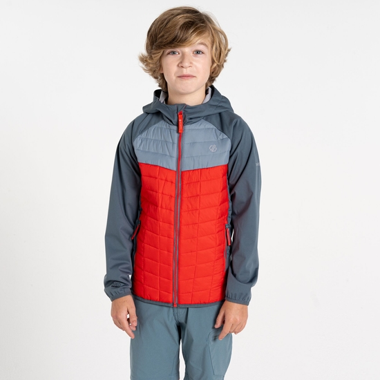 Kids' Explore II Hybrid Jacket Stormy Weather & Seville Red