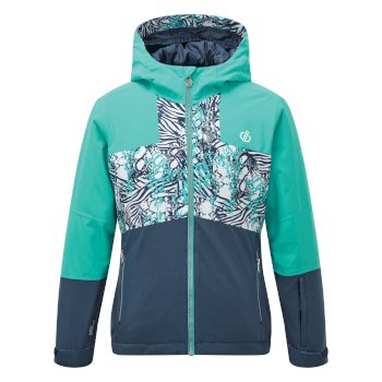 kids cavalier waterproof insulated hooded ski jacket ceramic blue