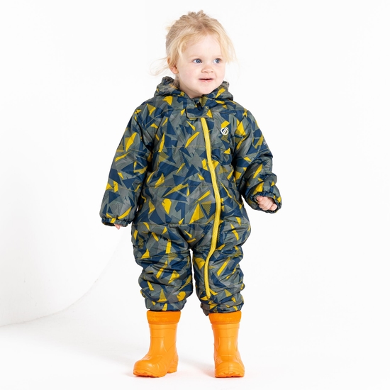 Kids' Bambino II Insulated Snowsuit Moss Yellow Geo Print