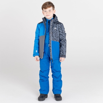 Kids' Glee Recycled Waterproof Ski Jacket Athletic Blue Black Shard Print