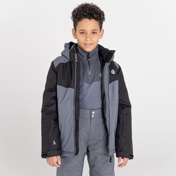 Kids' Impose II Waterproof Ski Jacket Black Dark Storm Grey