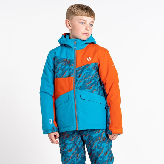 Kids' Glee II Ski Jacket Fjord Blue Rusty Orange