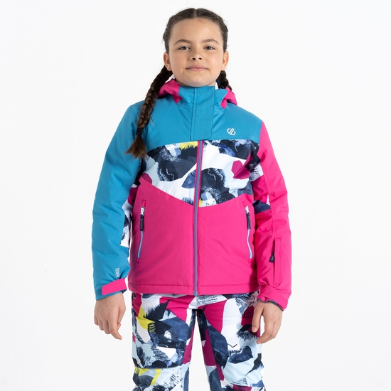 Kids' Humour II Ski Jacket Blue Pink Mountain Print