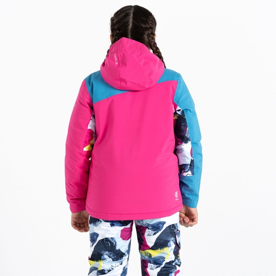 Kids' Humour II Ski Jacket Blue Pink Mountain Print