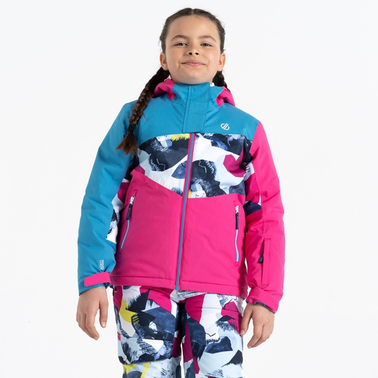 Kids' Humour II Ski Jacket Blue Pink Mountain Print