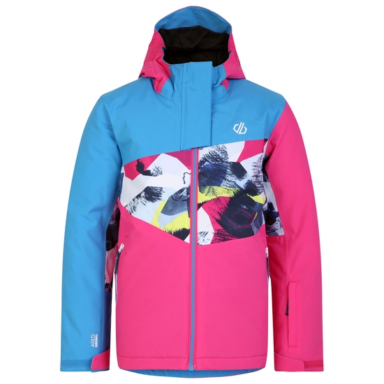 Kids' Humour II Ski Jacket Blue Pink Mountain Print