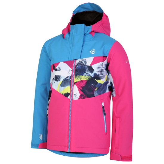 Kids' Humour II Ski Jacket Blue Pink Mountain Print