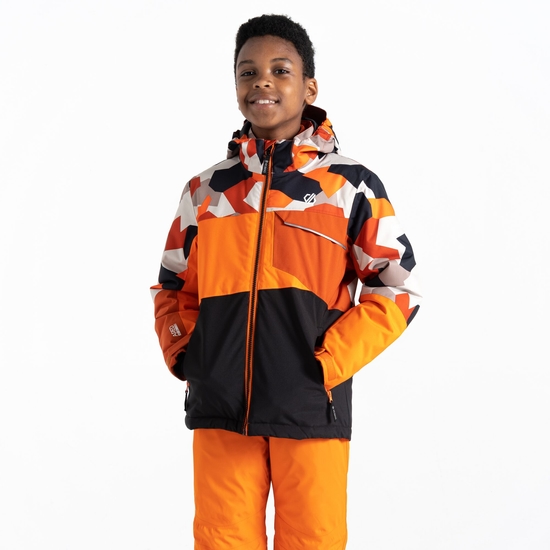 Kids' Traverse Ski Jacket Orange Camo Black 
