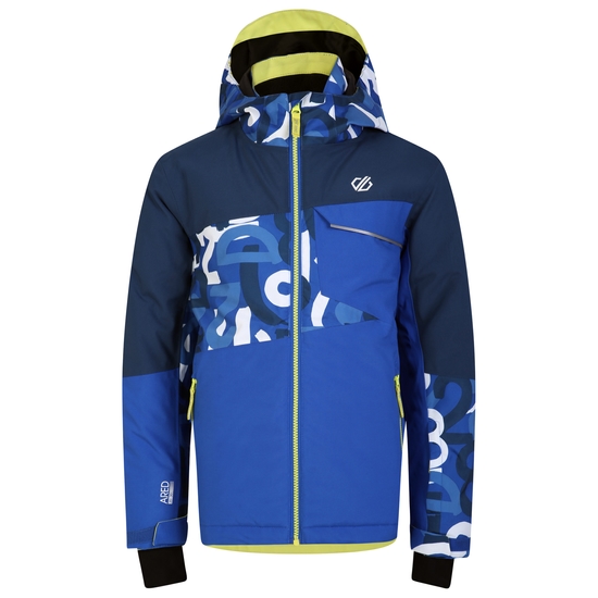 Kids' Traverse Ski Jacket Blue Graffiti Print 