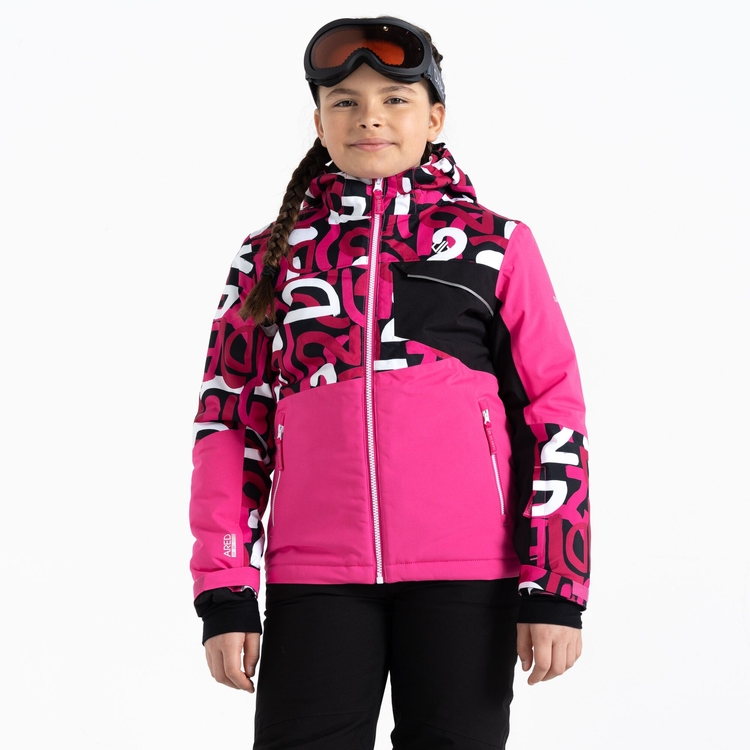 Dare 2b Kids Traverse Ski Jacket Pink Black Graffiti Regatta UK