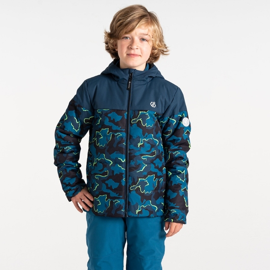 Kinder Liftie Skijacke Blau Camouflage