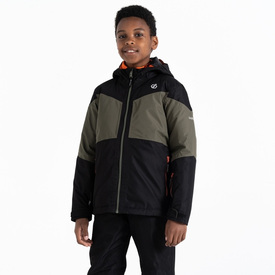 Kids' Slush Ski Jacket Black Lichen Green 