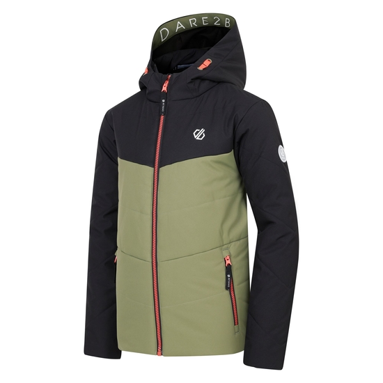 Kids' Jolly Puffer Jacket Black Olivine Green