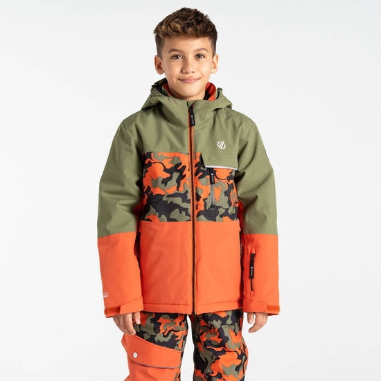 Kids' Traverse II Ski Jacket Orange Rust Camo Print