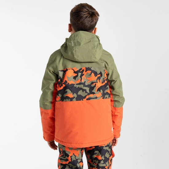 Kids' Traverse II Ski Jacket Orange Rust Camo Print