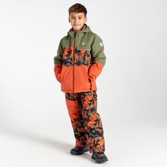 Kids' Traverse II Ski Jacket Orange Rust Camo Print